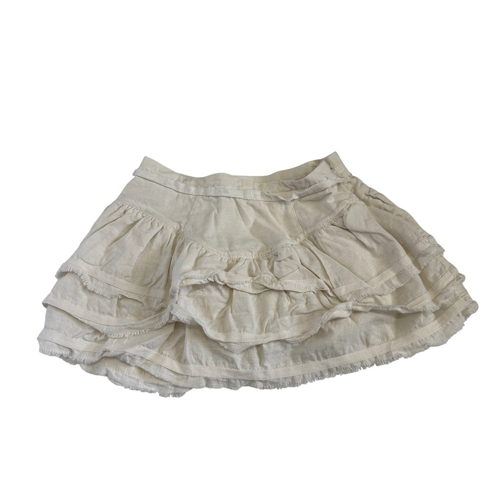 Kimchi Blue Urban Outfitters Cream Cotton Tiered Ruffle Mini Skirt Sz S